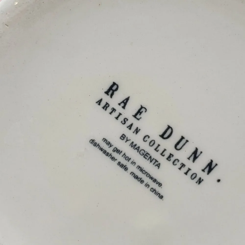 Rae‎ Dunn by Magenta POUR Teapot Polka Dot Pink Typewriter Font